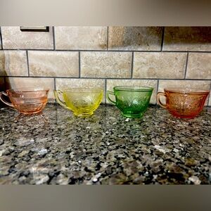 Four Depression Tea Cups